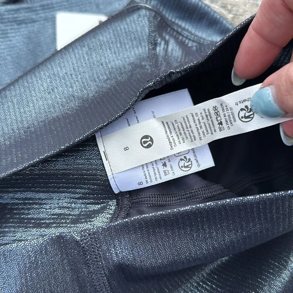 Lululemon Align High-Rise Ribbed Pant 25" Shine Foil Black Night blue SIZE 8 NWT - Picture 6 of 8